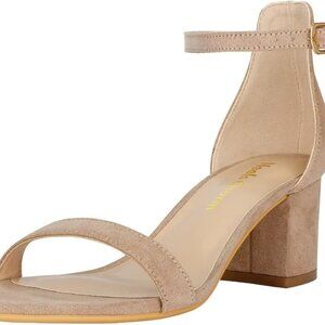 Women's Faux Leather Chunky Block Heeled Sandals 2 Inch Open Toe Ankle Strap